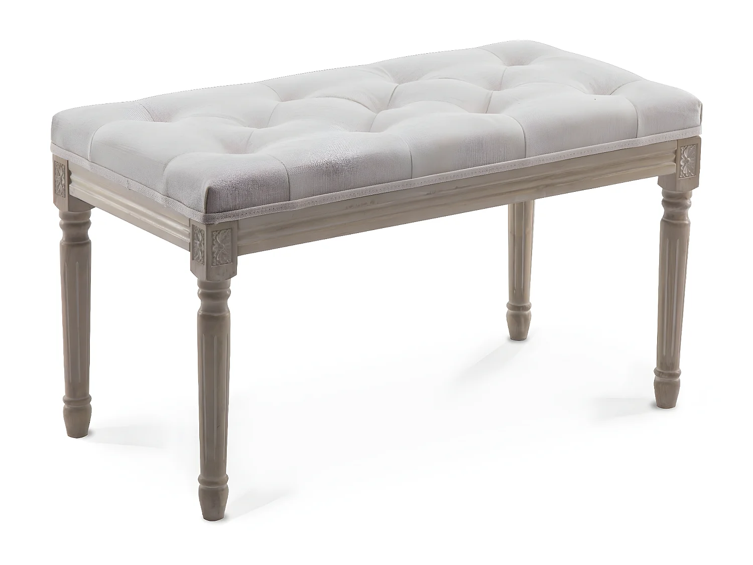 Banc capitonné Romane style Louis XVI tissu Beige