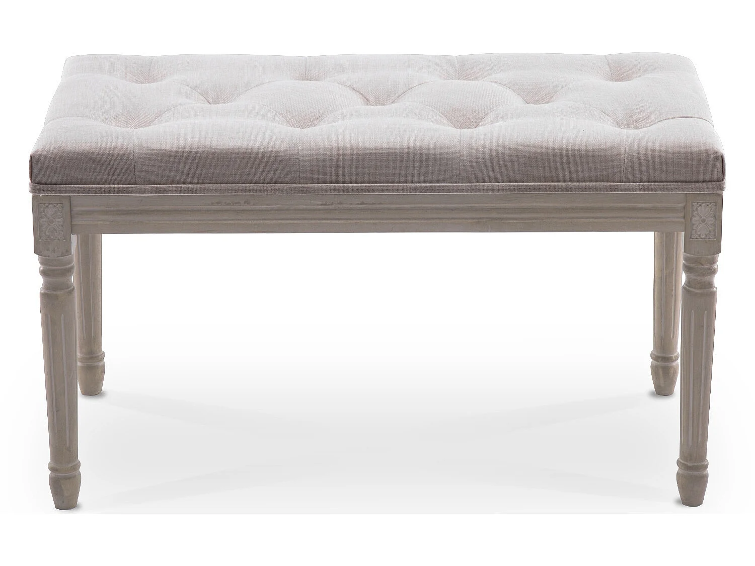 Banc capitonné Romane style Louis XVI tissu Beige