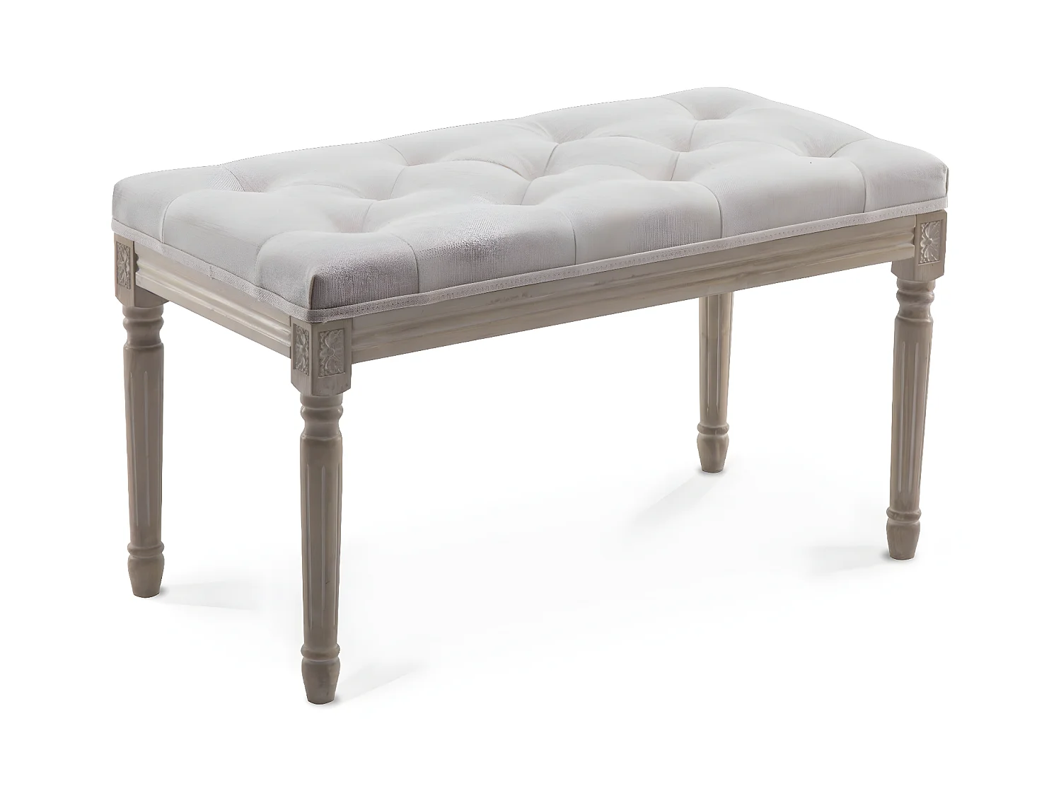Banc capitonné Romane style Louis XVI tissu Beige