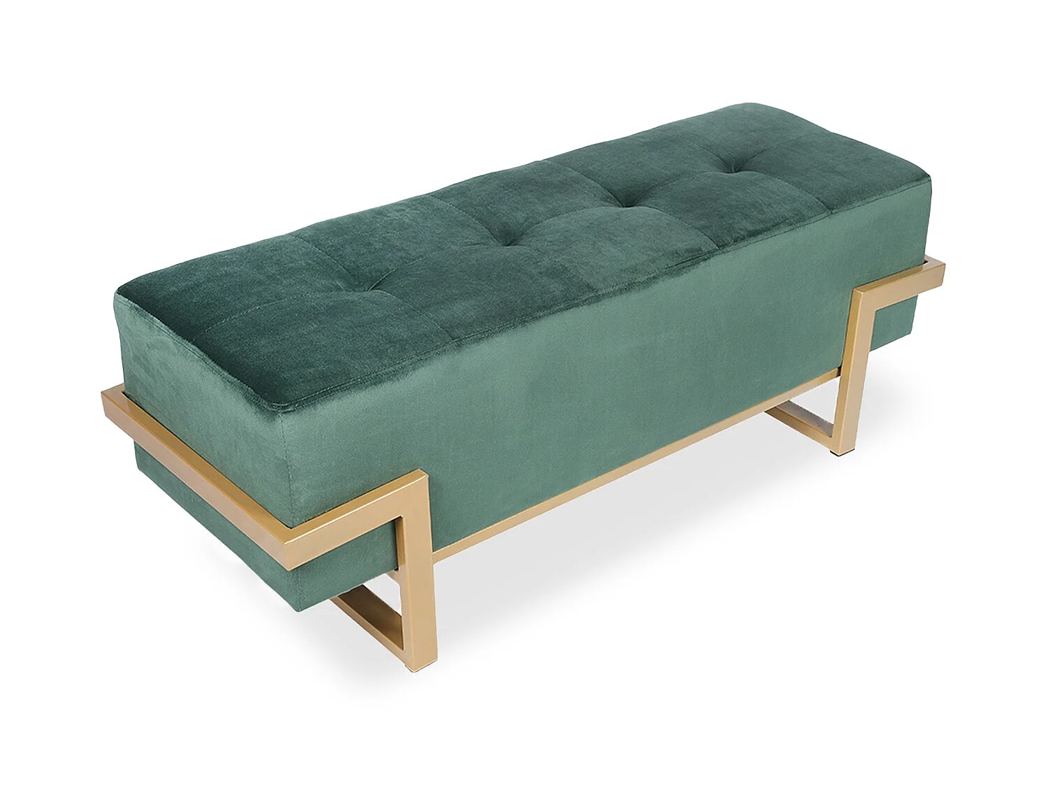 Banquette Selena Velours vert pieds or