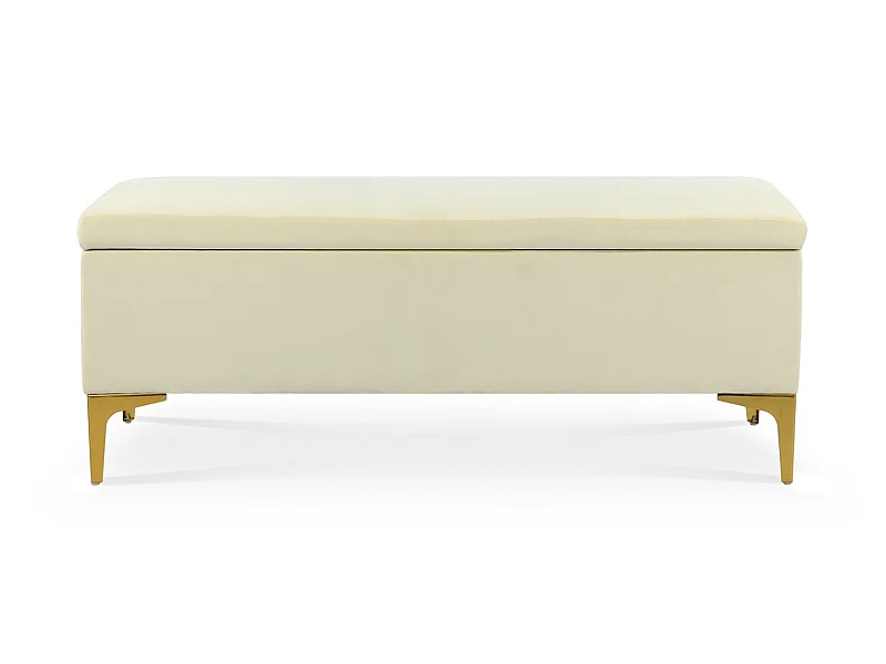 Banquette Coffre Chloé velours Beige pieds or