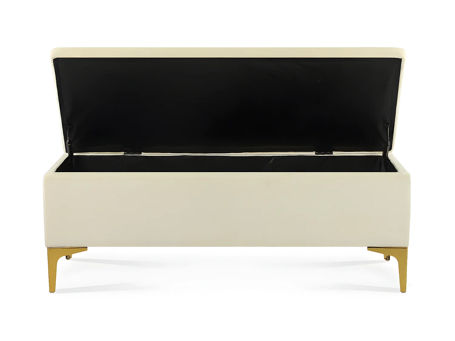 Banquette Coffre Chloé velours Beige pieds or