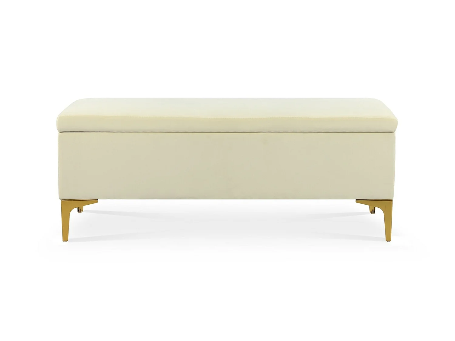 Banquette Coffre Chloé velours Beige pieds or