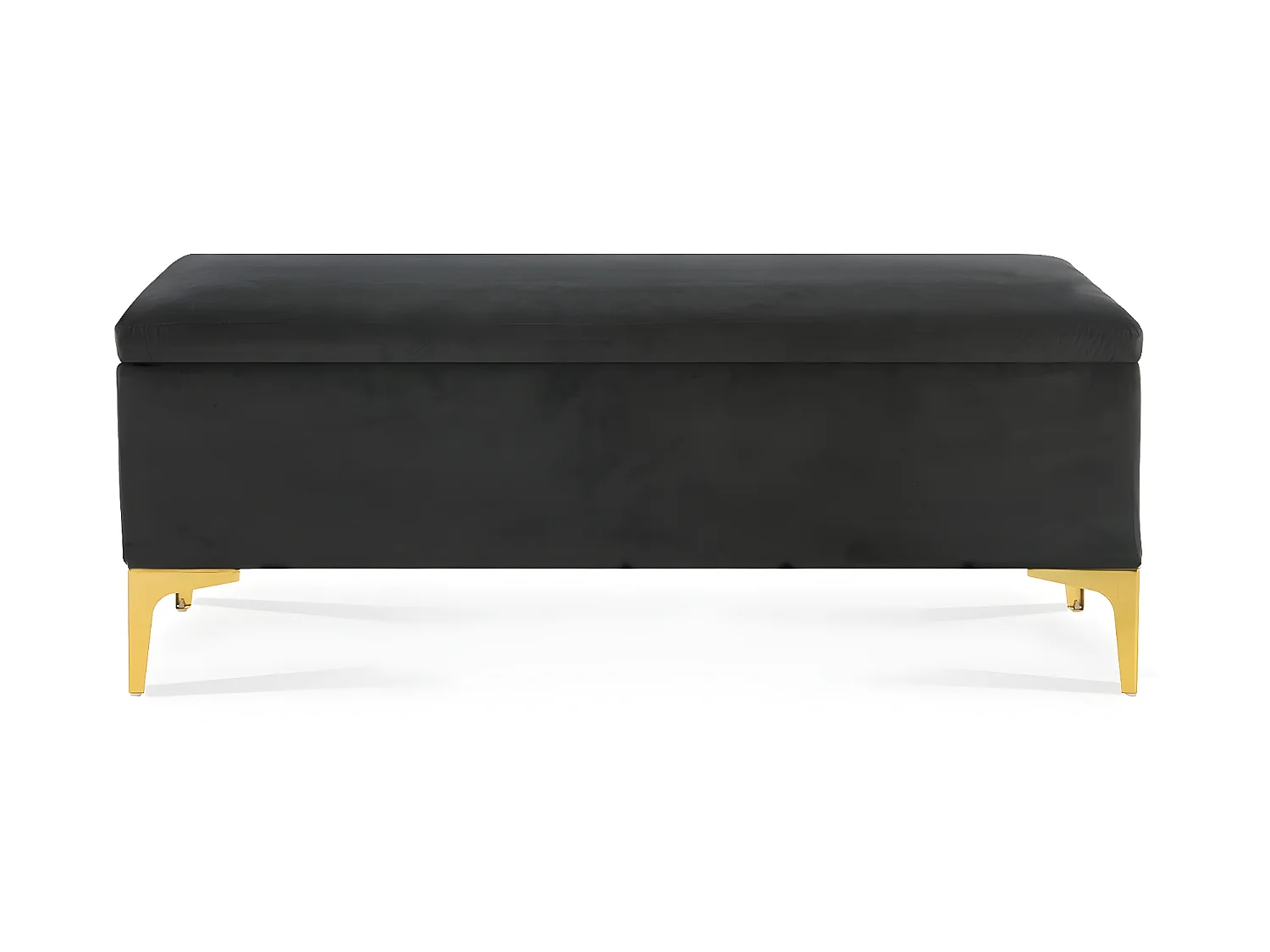 Banquette Coffre Chloé velours Noir pieds or