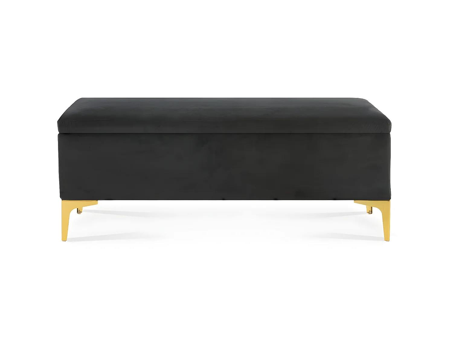 Banquette Coffre Chloé velours Noir pieds or