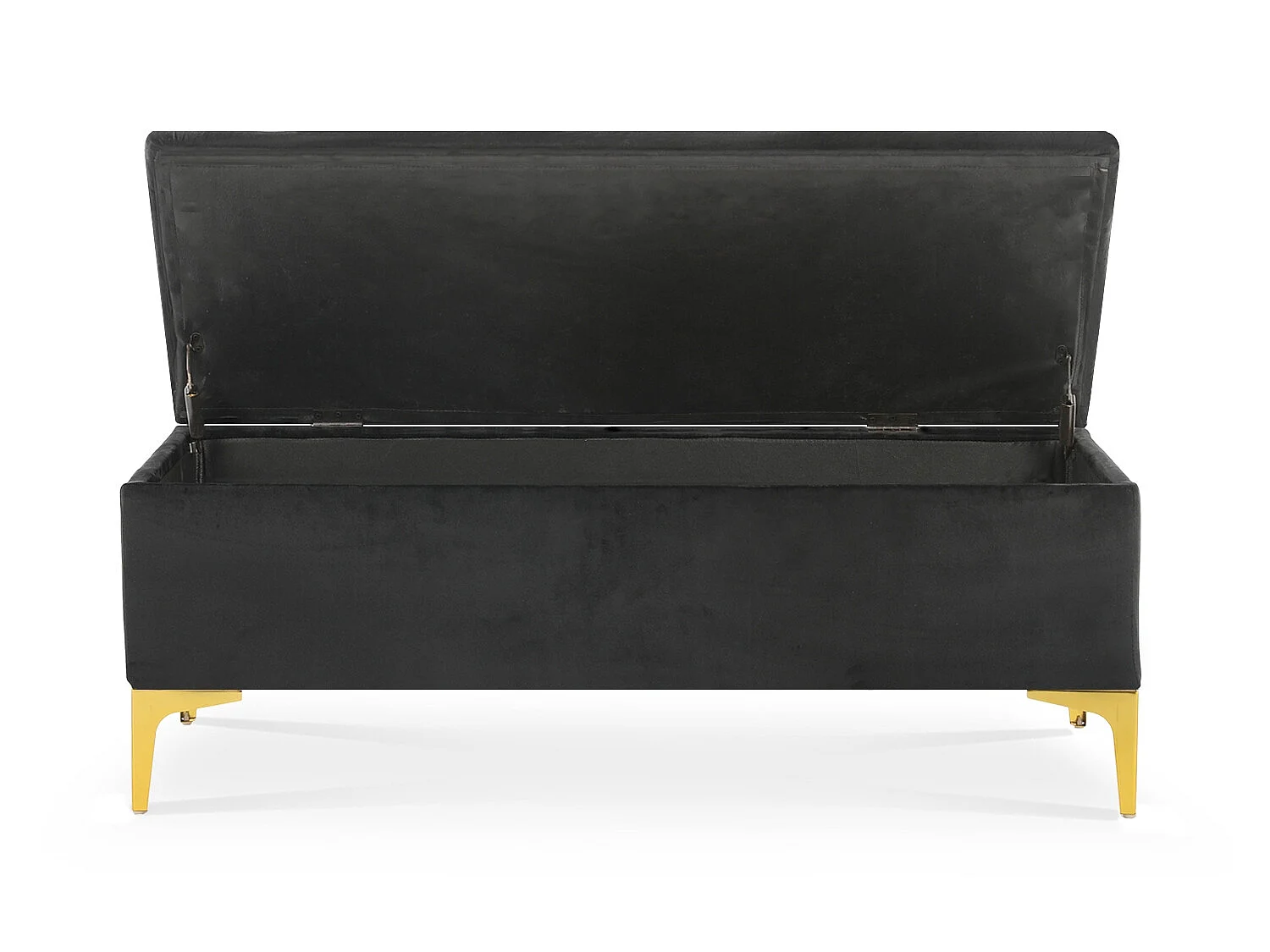 Banquette Coffre Chloé velours Noir pieds or