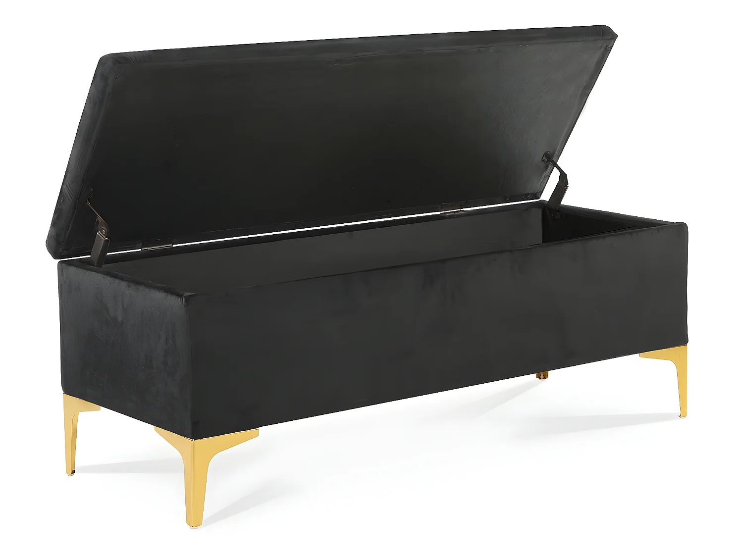 Banquette Coffre Chloé velours Noir pieds or