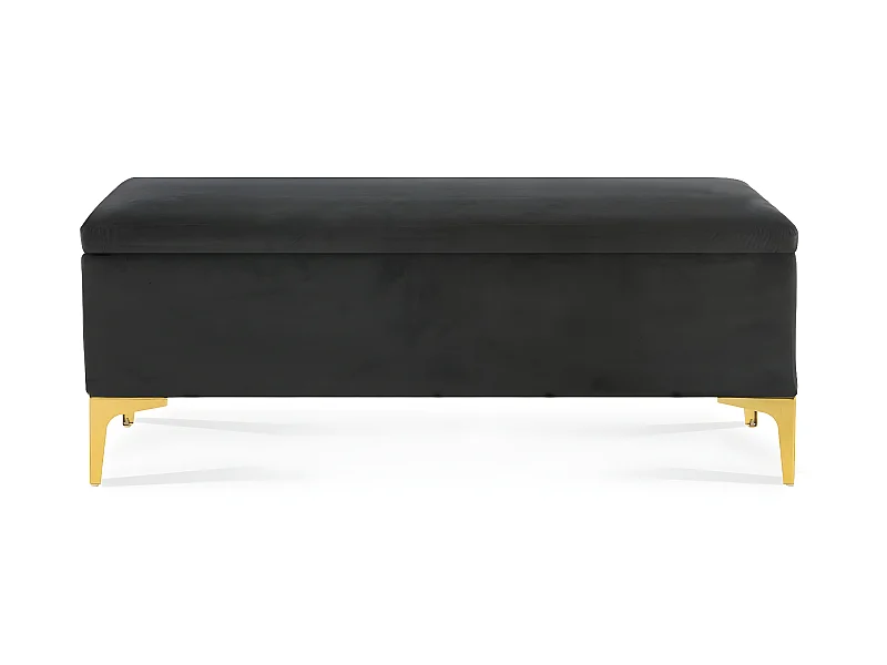 Banquette Coffre Chloé velours Noir pieds or