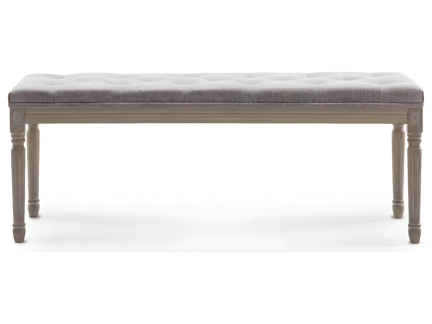 Banc capitonné Romane XL style Louis XVI tissu Beige