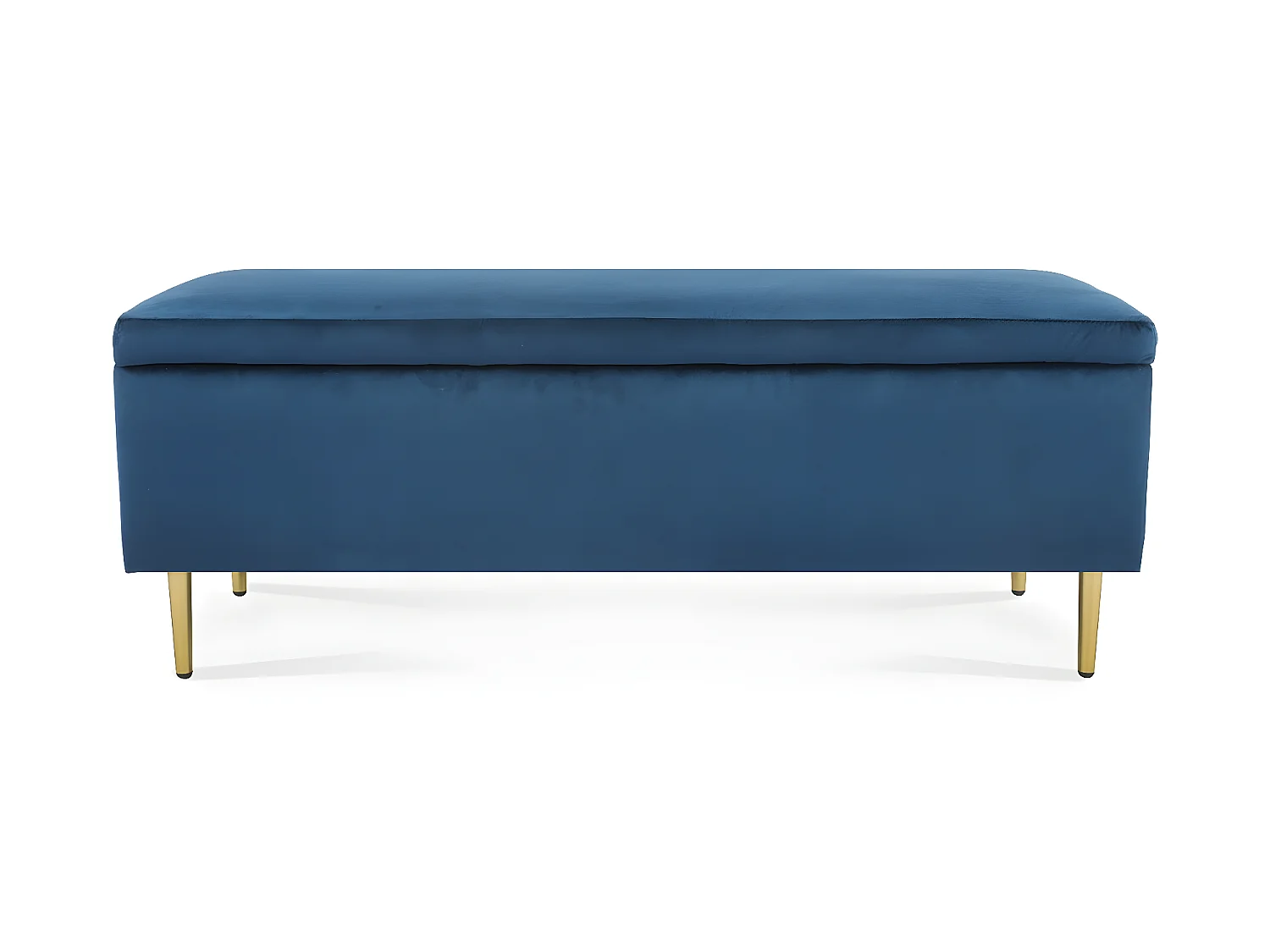Banquette Coffre Iris velours Bleu pieds or