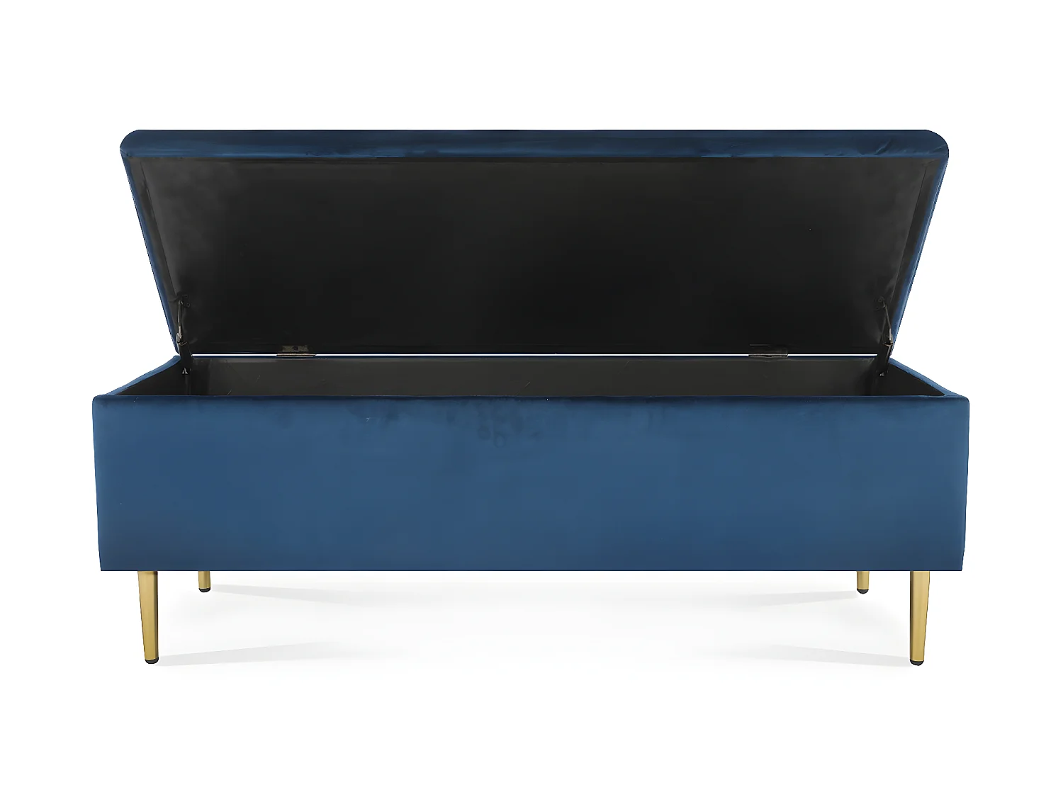 Banquette Coffre Iris velours Bleu pieds or
