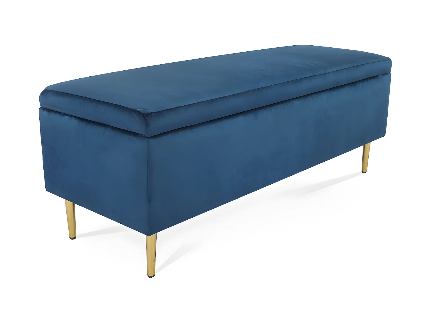 Banquette Coffre Iris velours Bleu pieds or