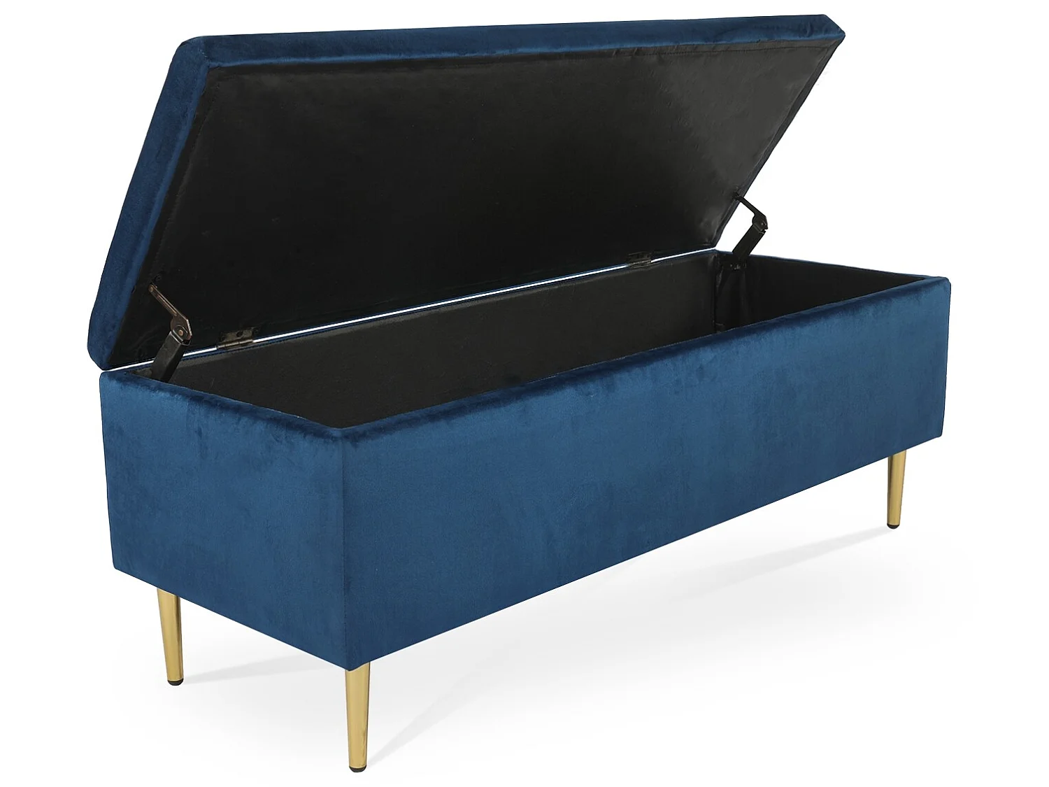 Banquette Coffre Iris velours Bleu pieds or