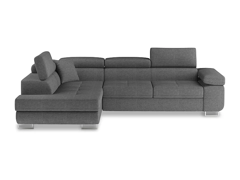 Canapé d'angle gauche convertible Marius tissu Gris