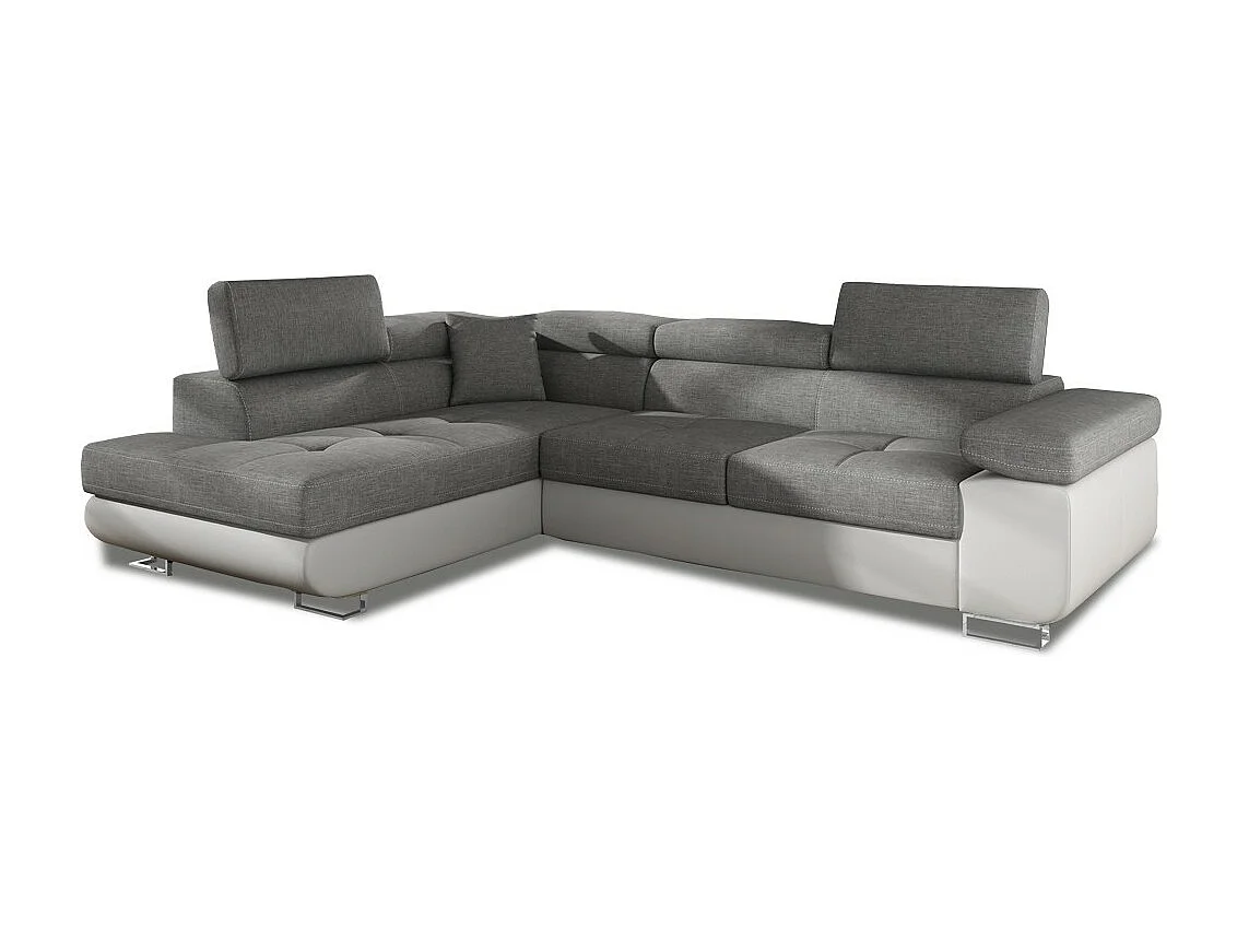 Canapé d'angle gauche convertible Marius Gris et Blanc