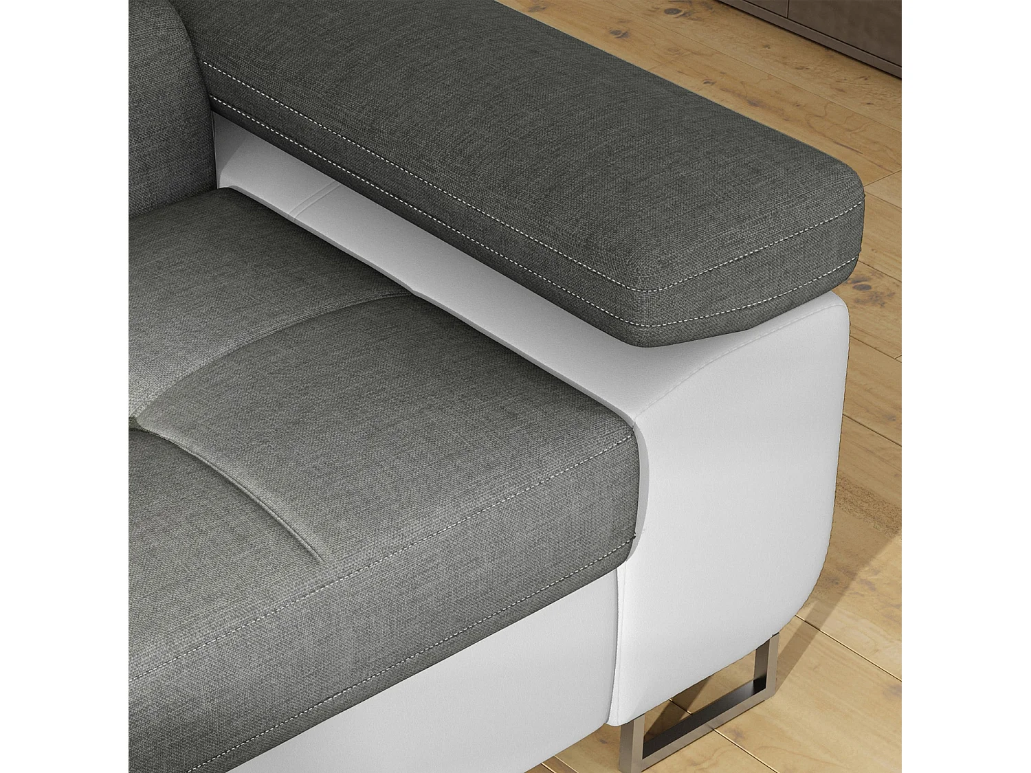 Canapé d'angle gauche convertible Marius Gris et Blanc