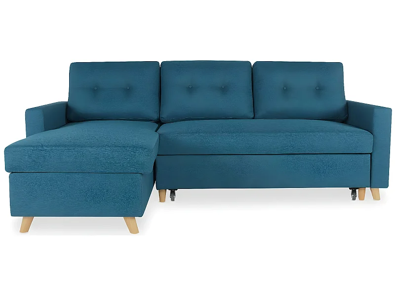 Canapé d'angle convertible réversible Falko Tissu Bleu canard