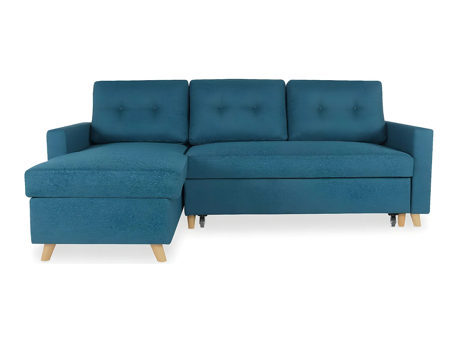 Canapé d'angle convertible réversible Falko Tissu Bleu canard