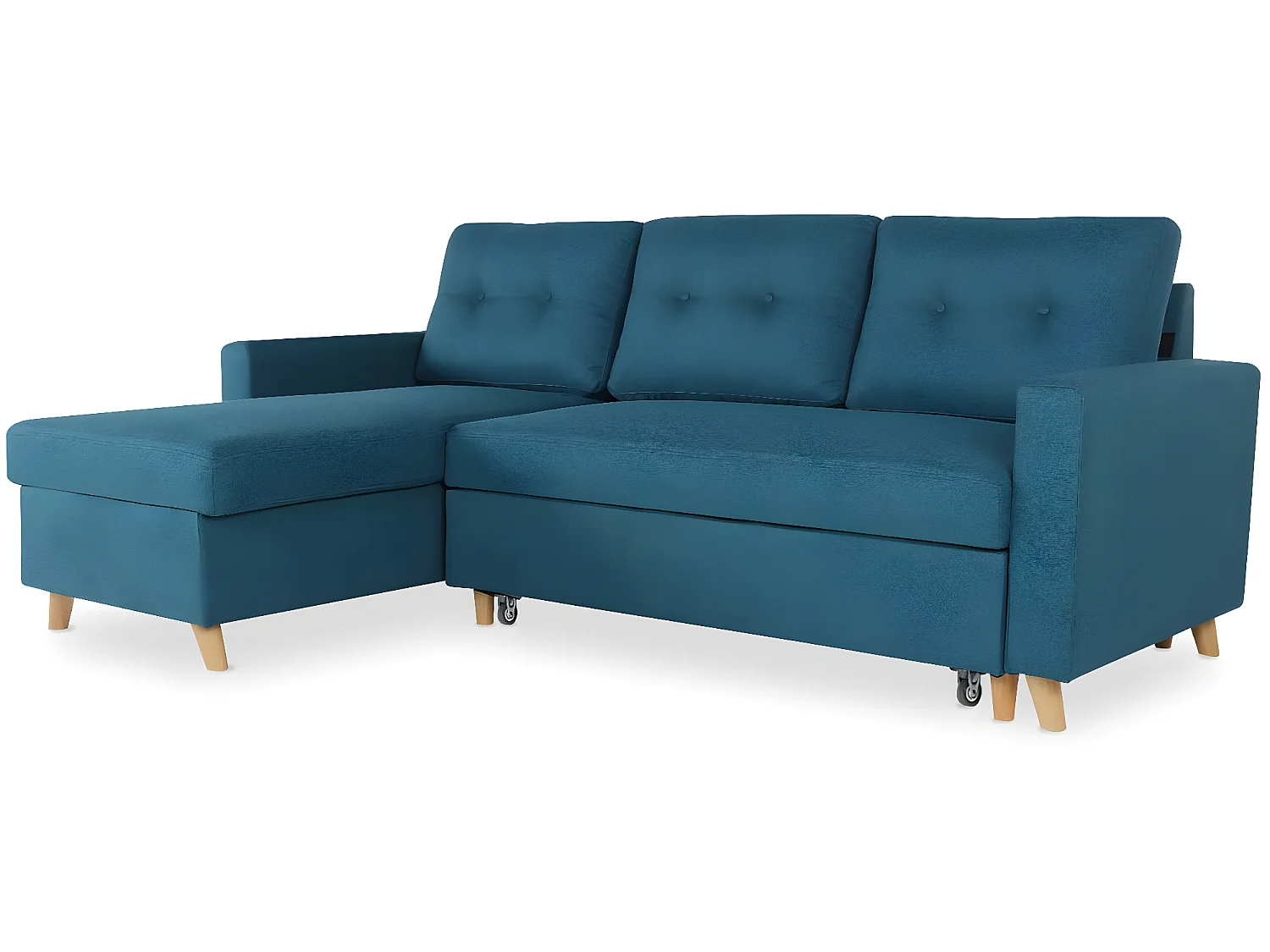 Canapé d'angle convertible réversible Falko Tissu Bleu canard