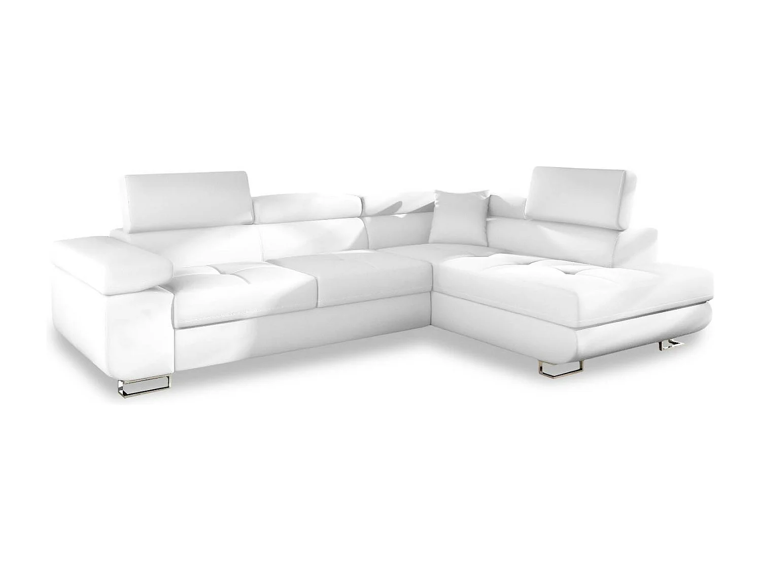 Canapé d'angle droit convertible Marius Simili Blanc