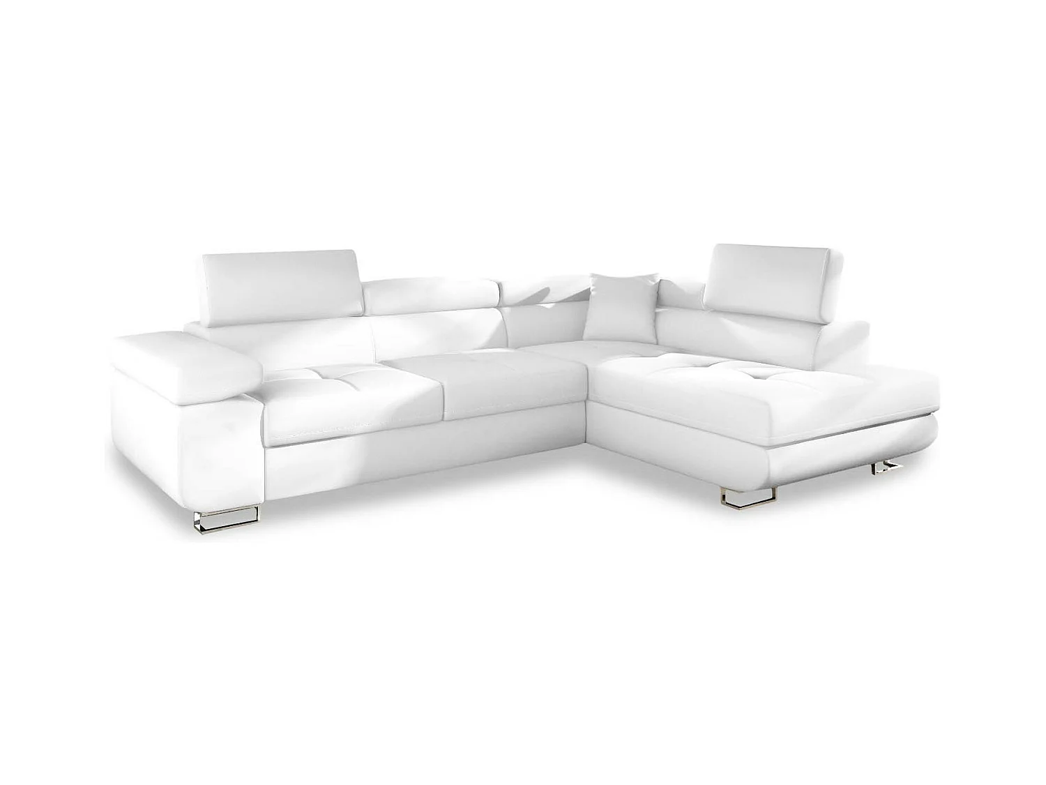 Canapé d'angle droit convertible Marius Simili Blanc