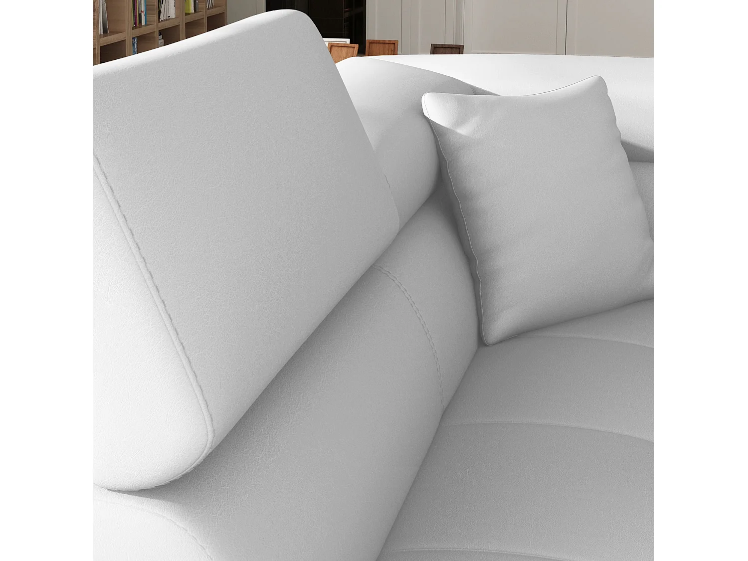 Canapé d'angle droit convertible Marius Simili Blanc