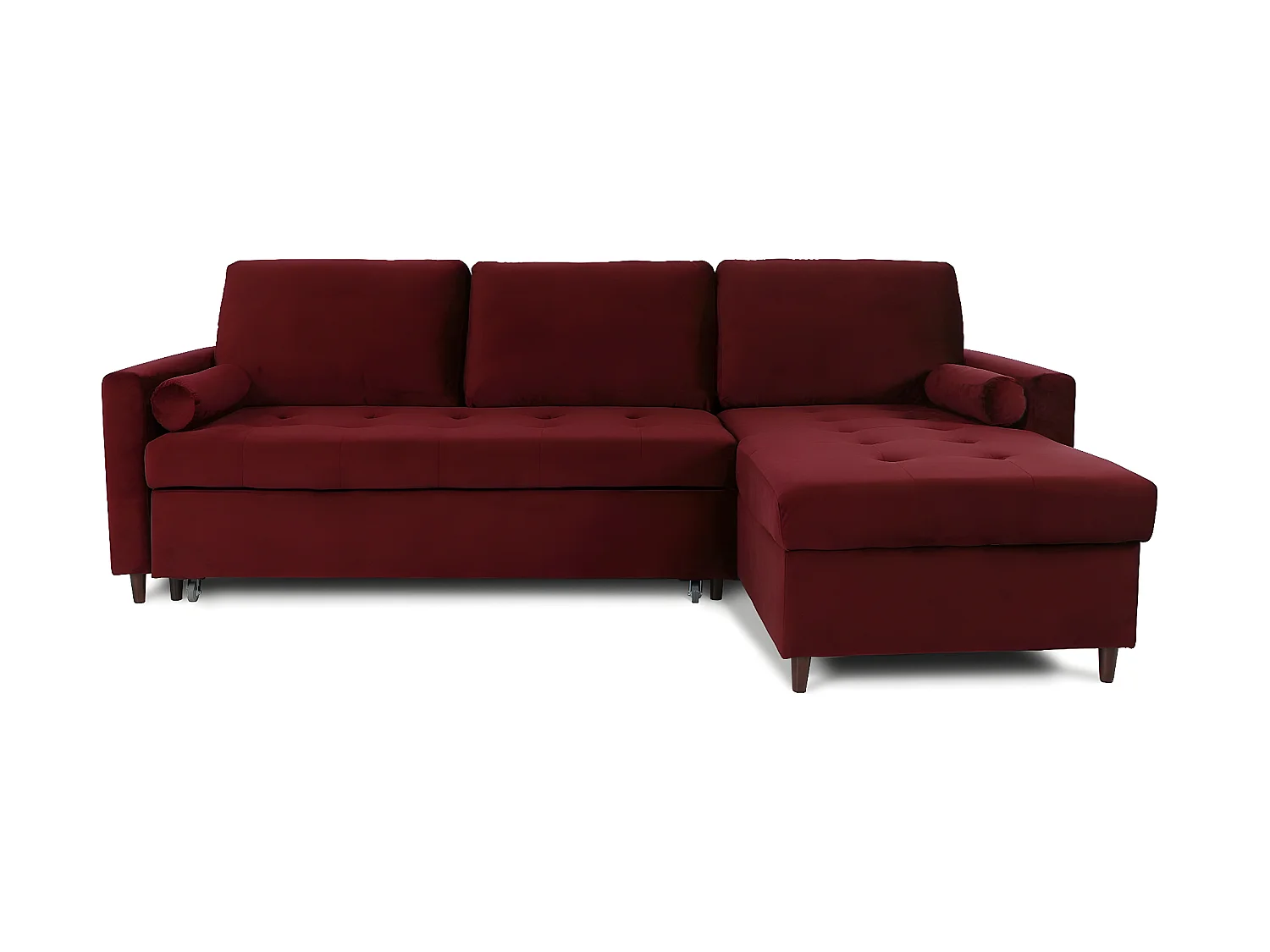 Canapé d'angle convertible réversible Claudio en velours rouge