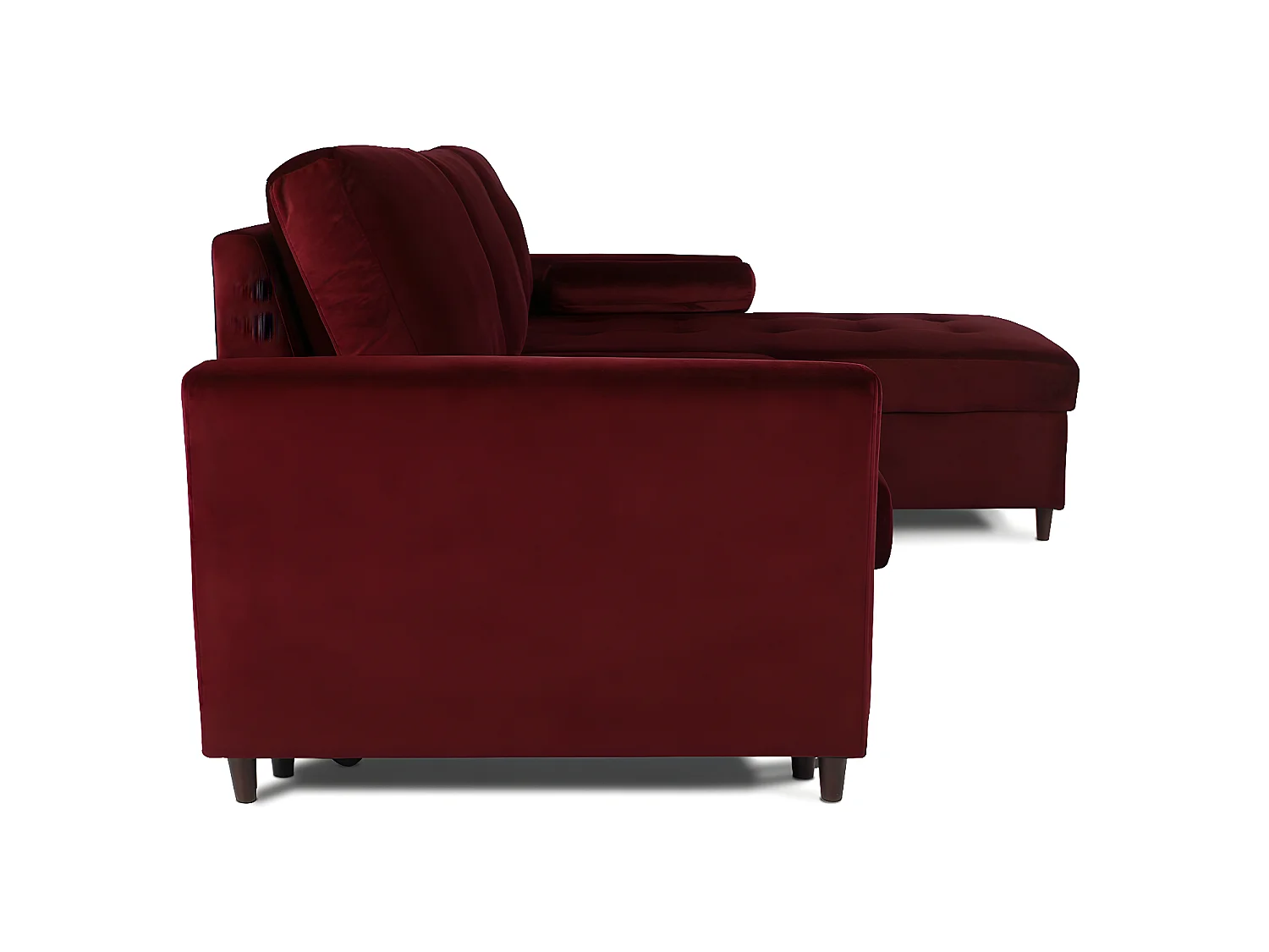 Canapé d'angle convertible réversible Claudio en velours rouge