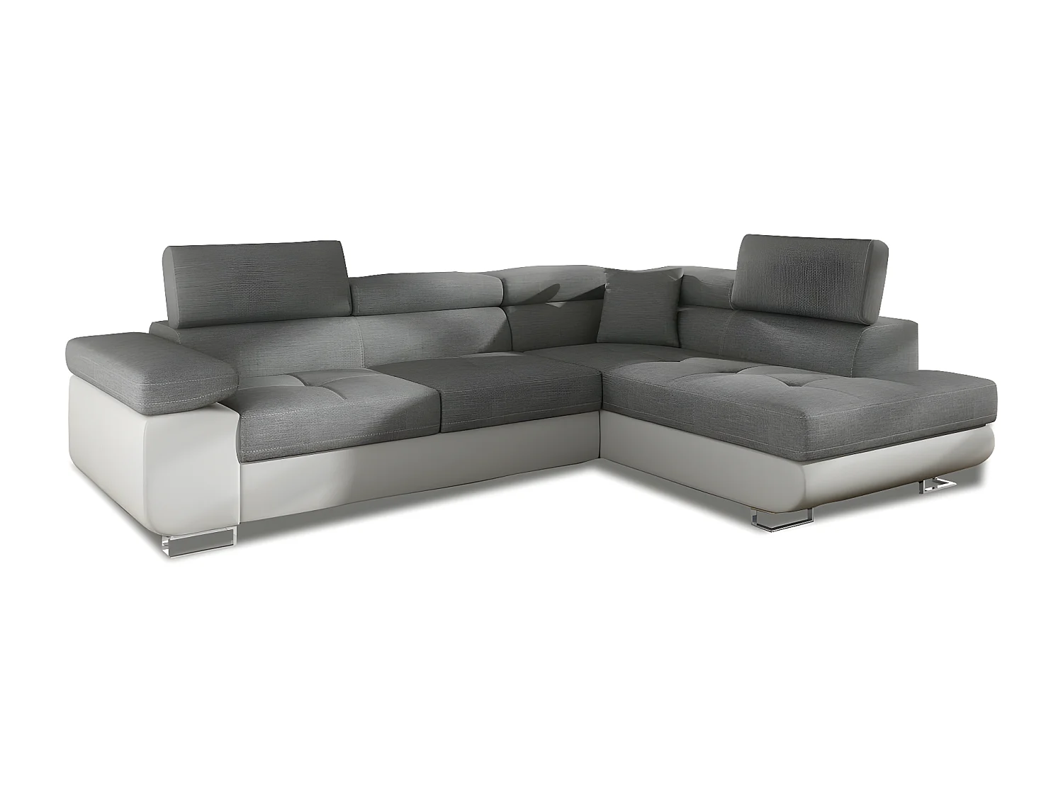 Canapé d'angle droit convertible Marius Gris et Blanc