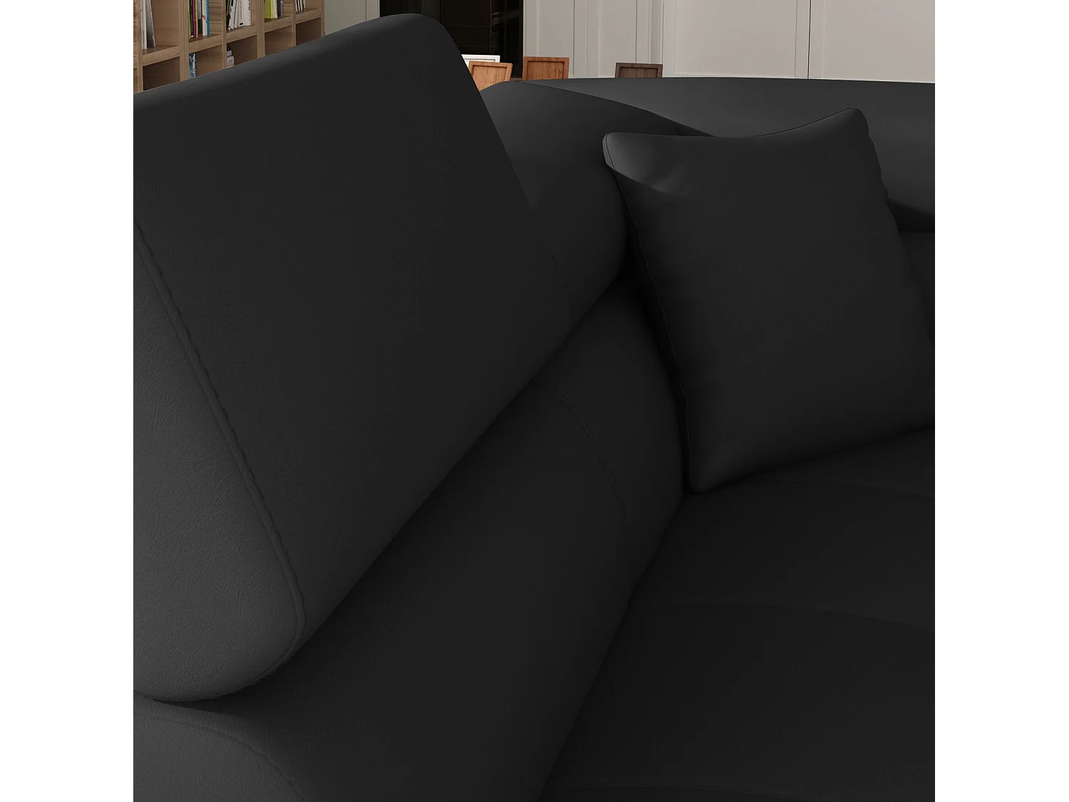 Canapé d'angle droit convertible Marius Simili Noir