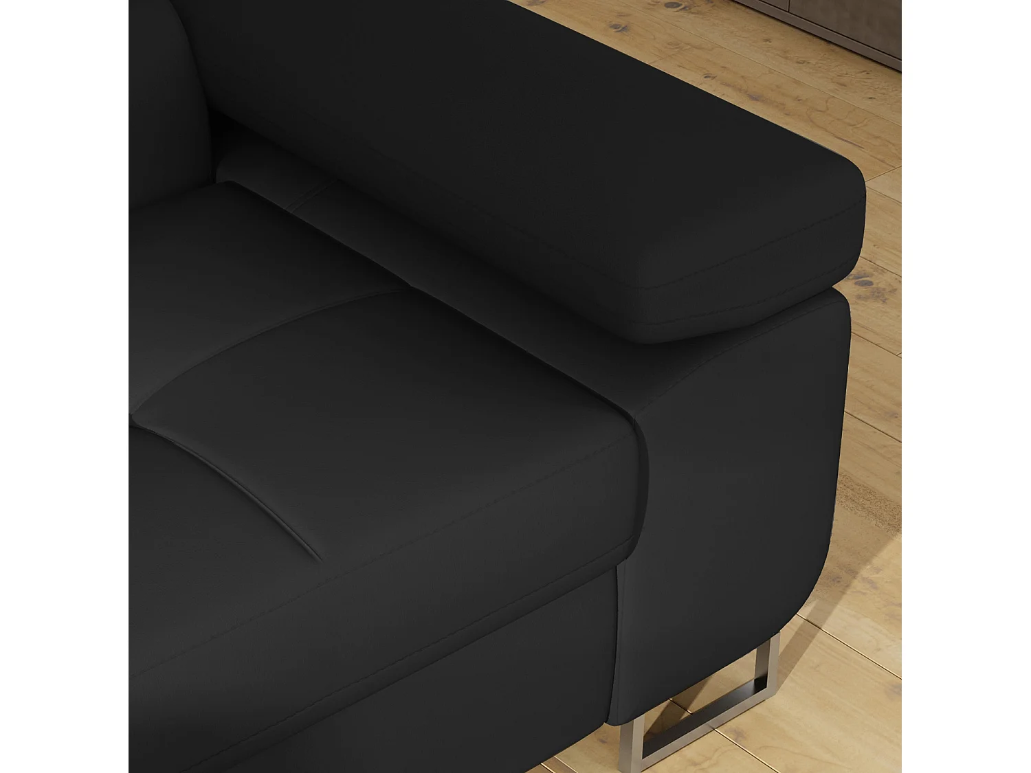 Canapé d'angle droit convertible Marius Simili Noir