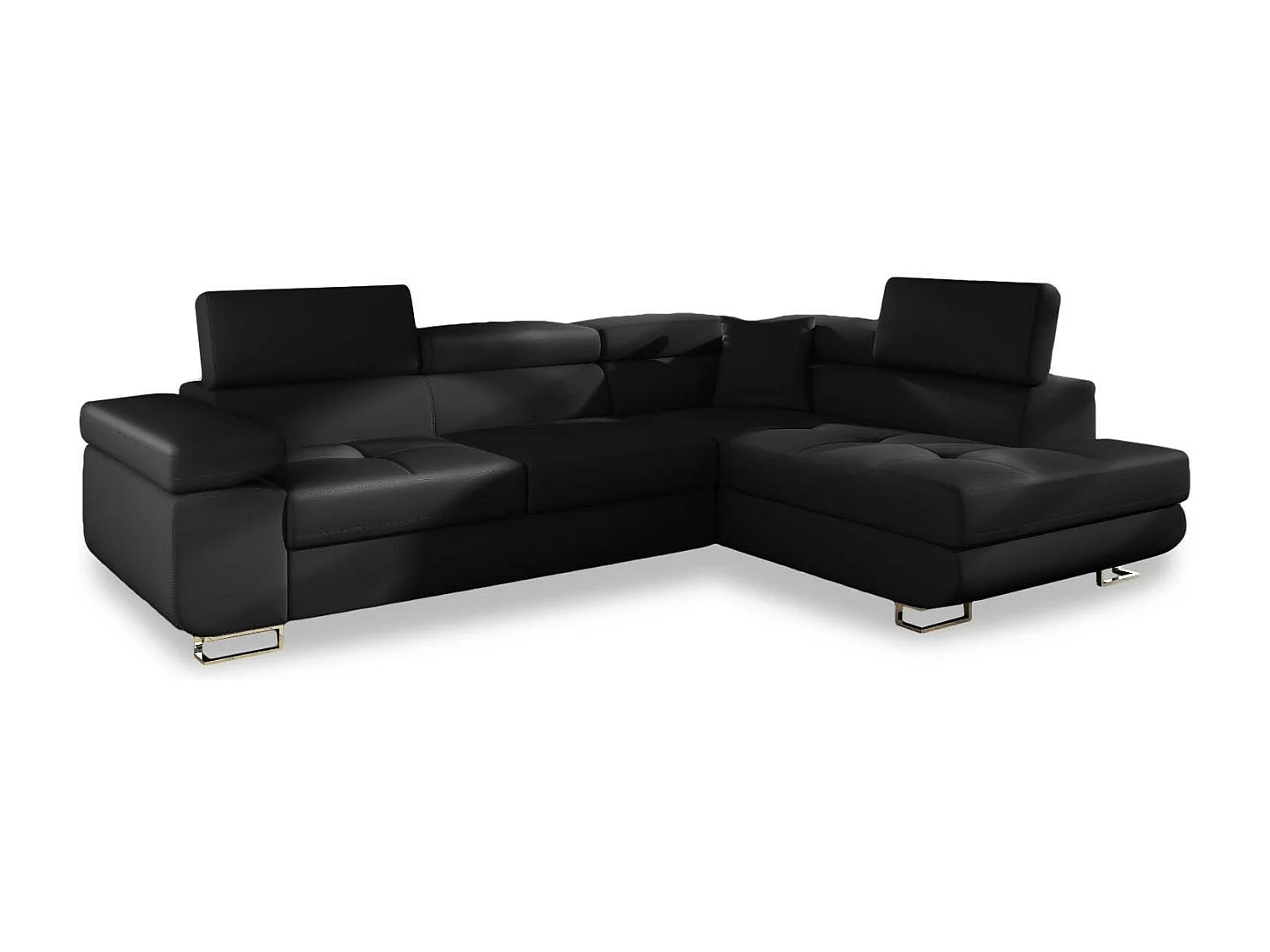 Canapé d'angle droit convertible Marius Simili Noir