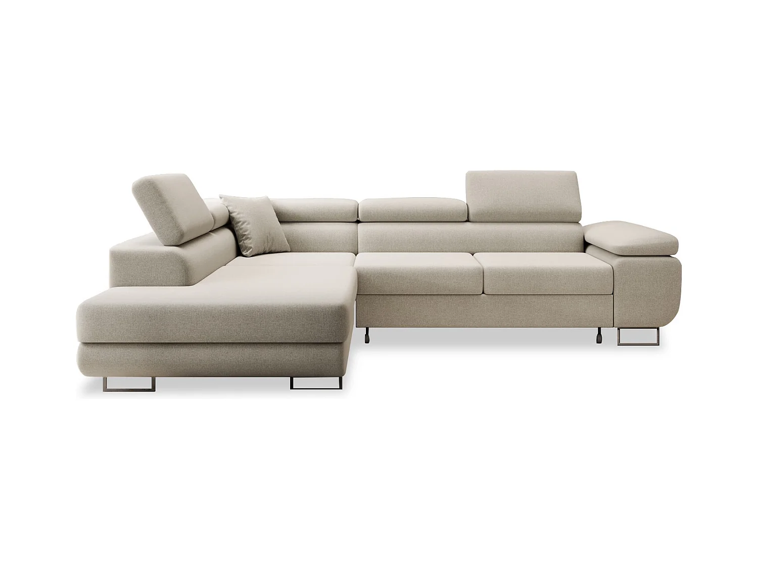 Canapé d'angle gauche convertible Marius tissu Beige