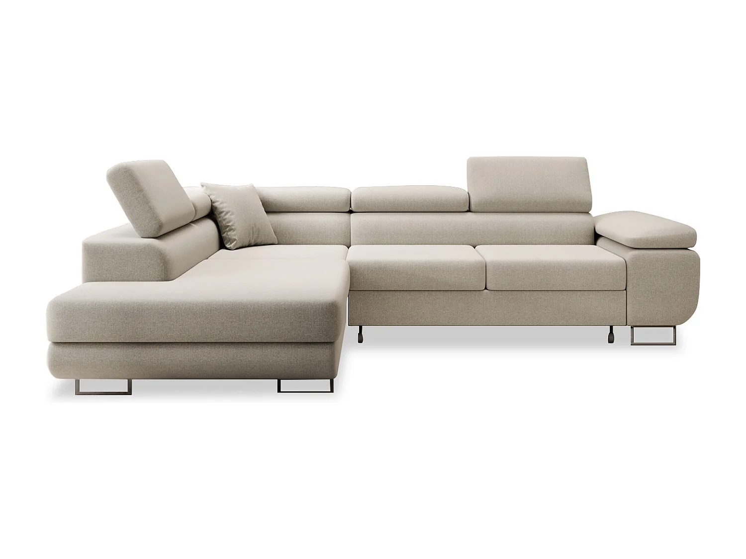 Canapé d'angle gauche convertible Marius tissu Beige