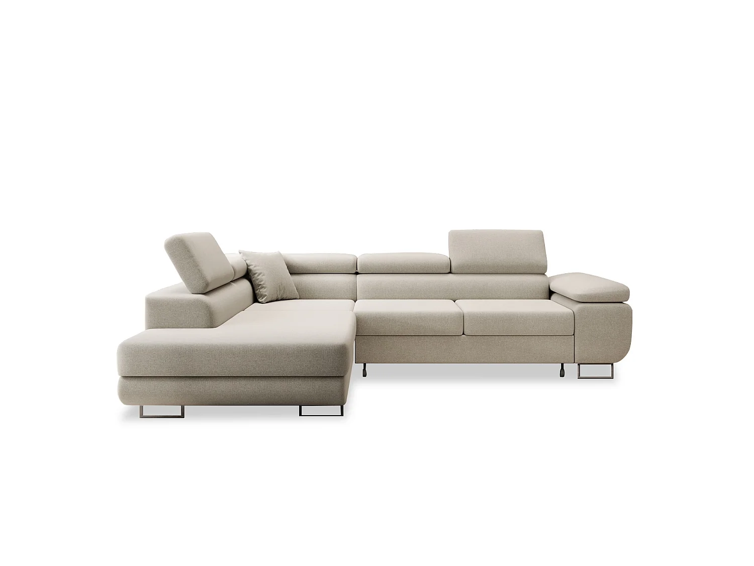Canapé d'angle gauche convertible Marius tissu Beige