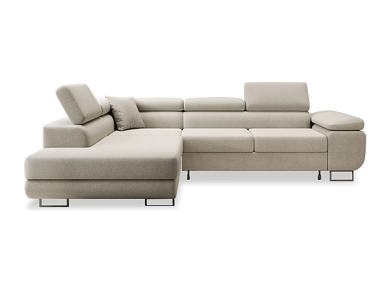Canapé d'angle gauche convertible Marius tissu Beige