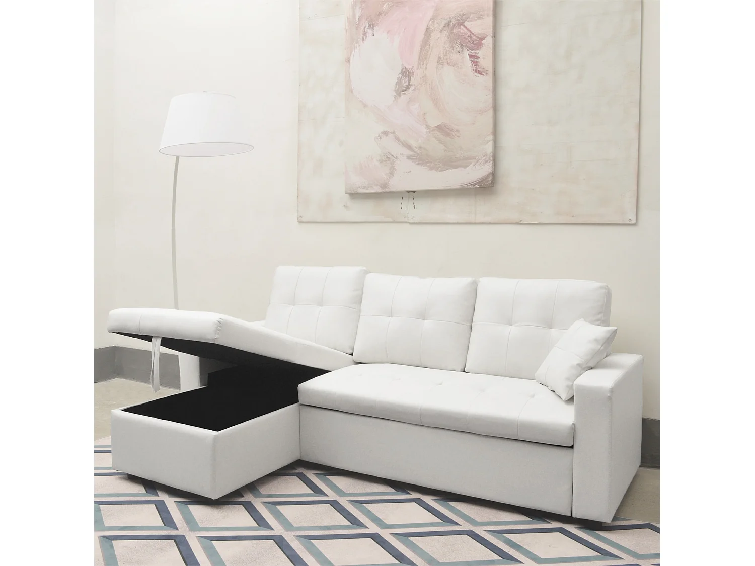 Canapé d'angle convertible Cuero Blanc