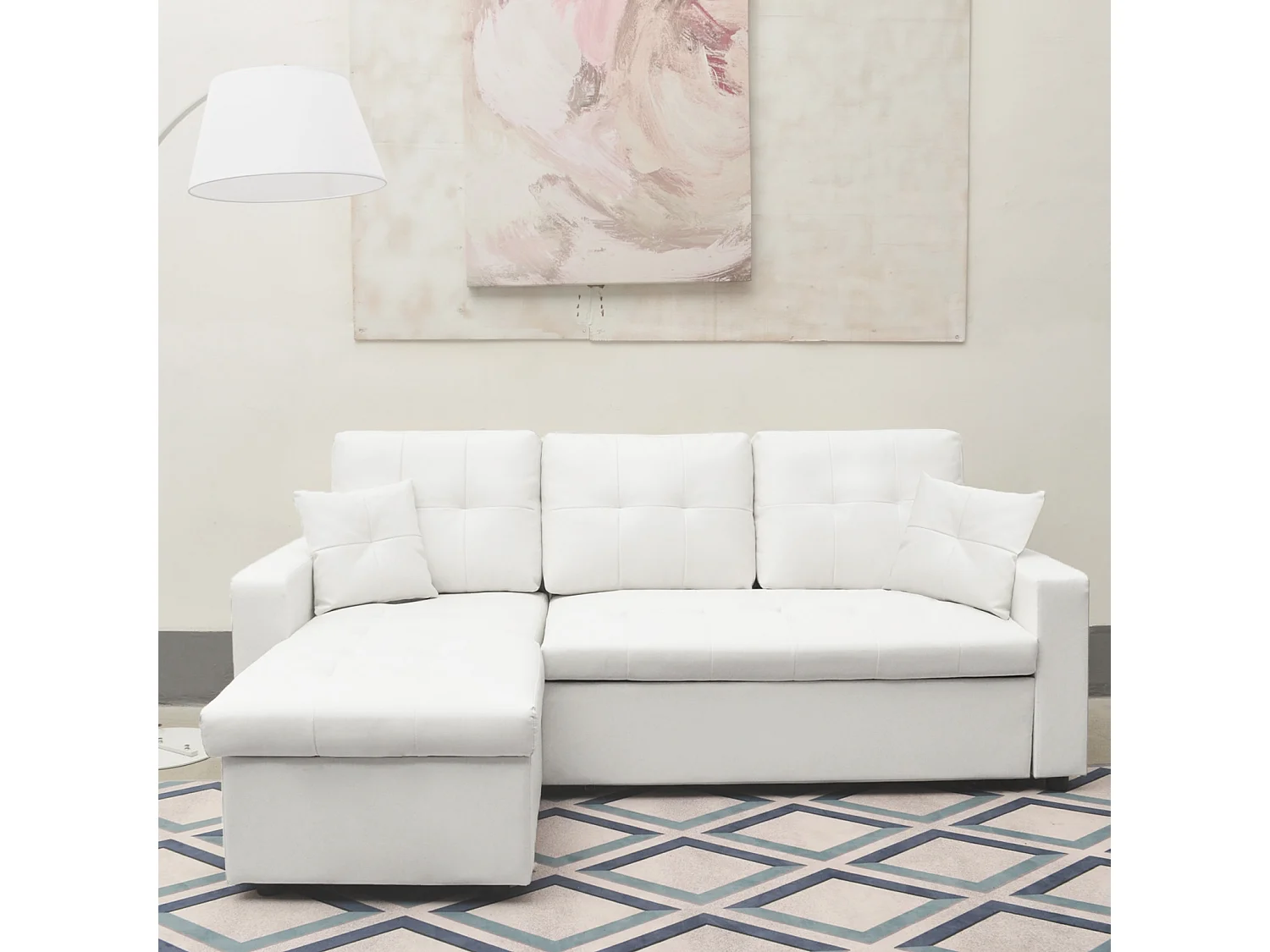 Canapé d'angle convertible Cuero Blanc