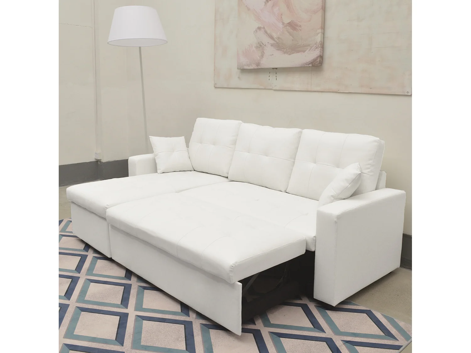 Canapé d'angle convertible Cuero Blanc