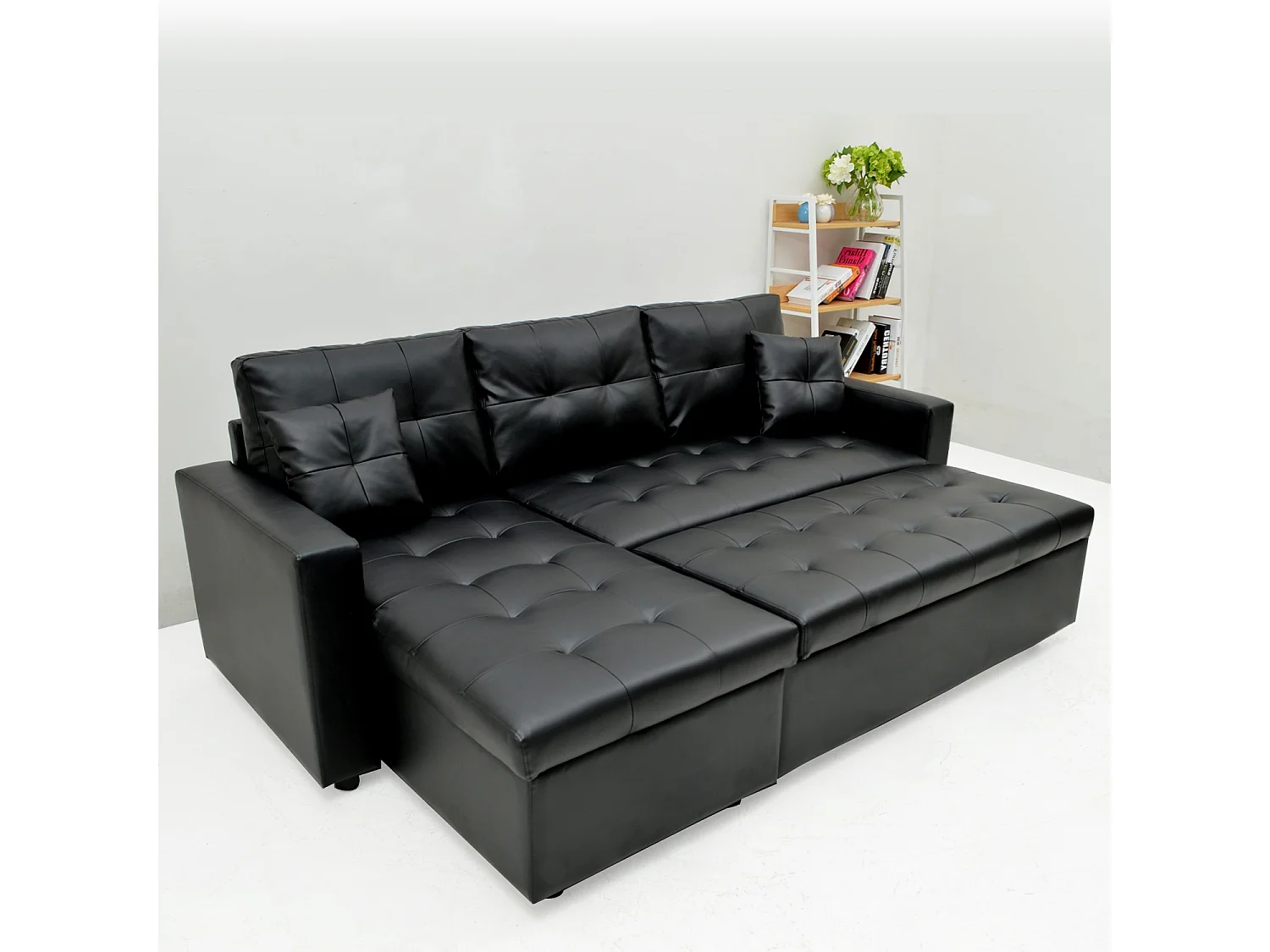 Canapé d'angle convertible Cuero Noir