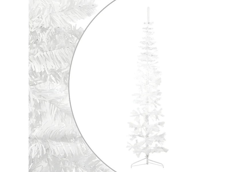 Albero di Natale artificiale mezzo sottile con supporto Bianco 210 cm