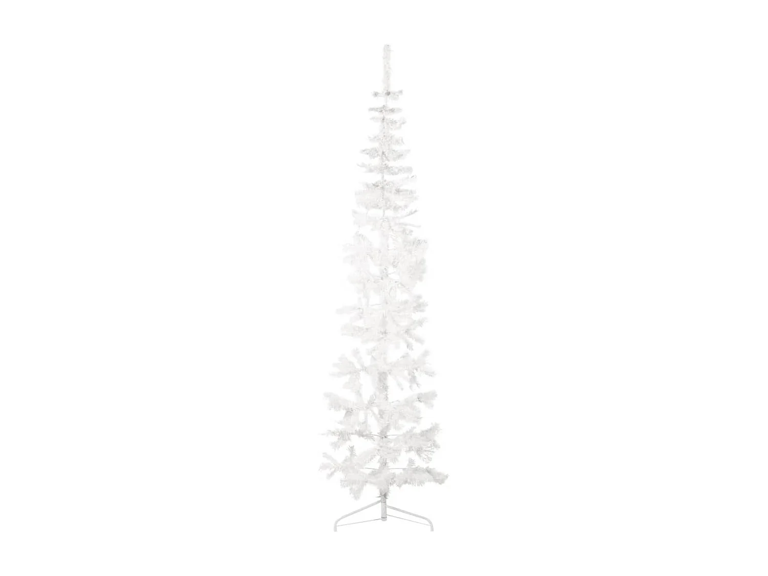 Demi sapin de No?l artificiel mince avec support Blanc 210 cm