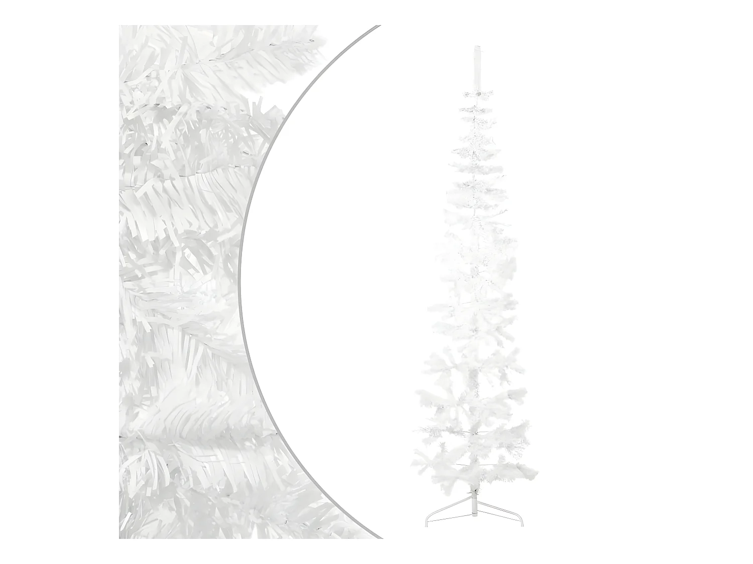 Halfdunne kunstkerstboom met standaard Wit 210 cm