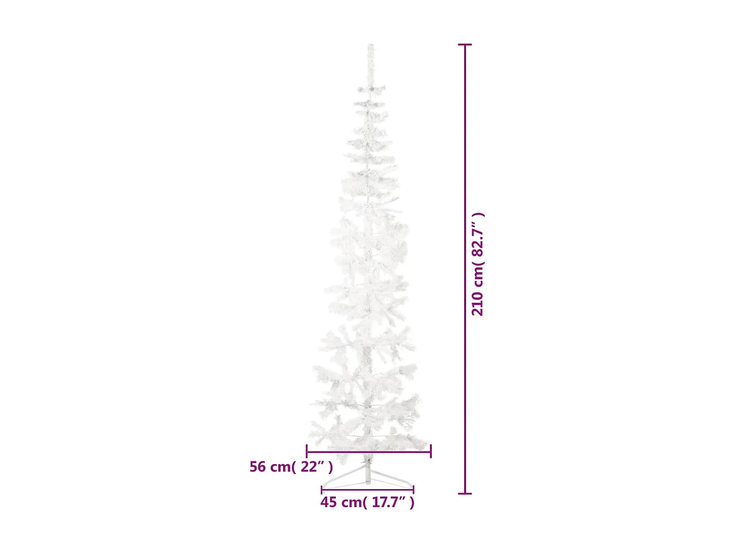 Albero di Natale artificiale mezzo sottile con supporto Bianco 210 cm