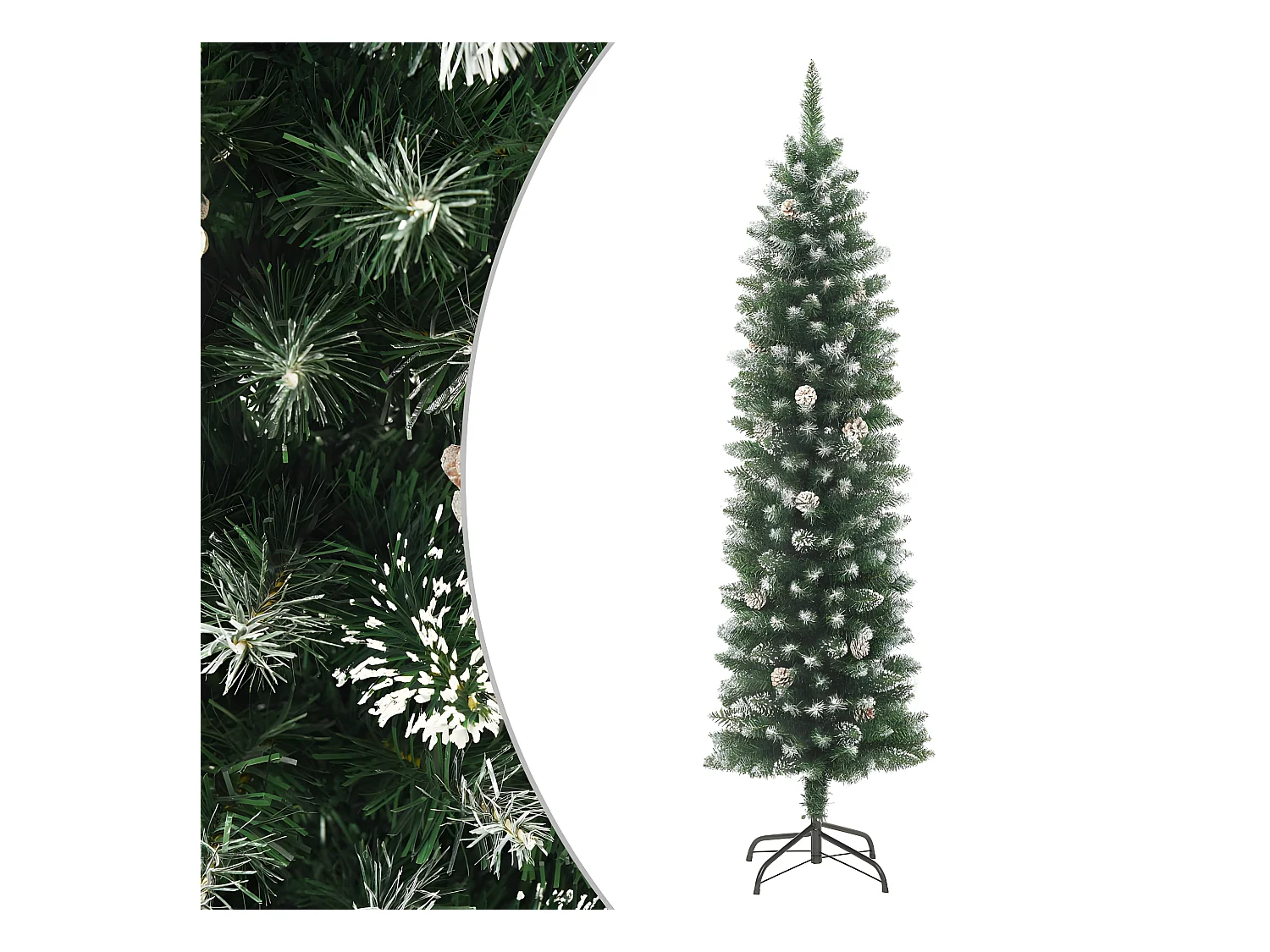 Sapin de No?l artificiel mince avec support 210 cm PVC