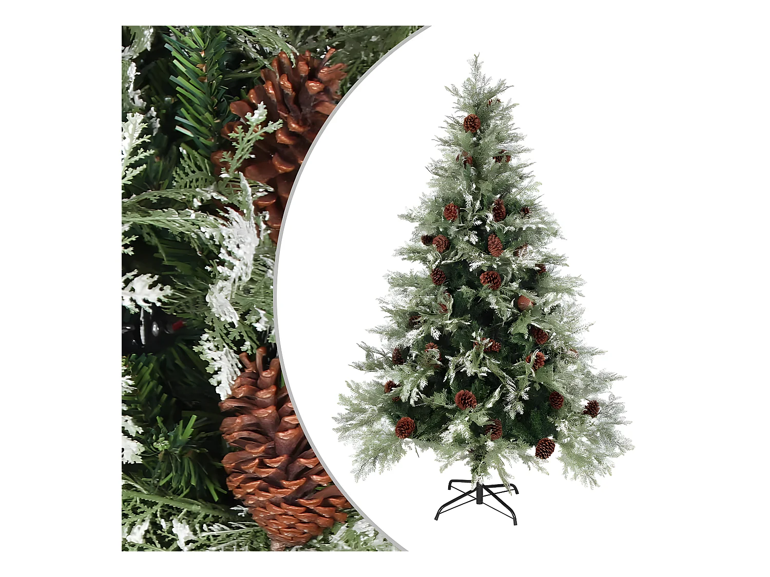 Sapin de No?l avec pommes de pin Vert et blanc 150 cm PVC et PE
