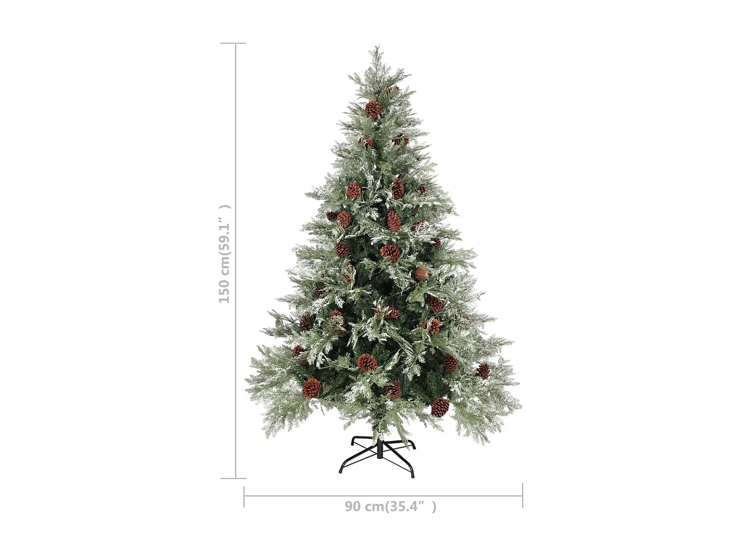 Weihnachtsbaum mit Tannenzapfen Grün und Weiß 150 cm PVC und PE