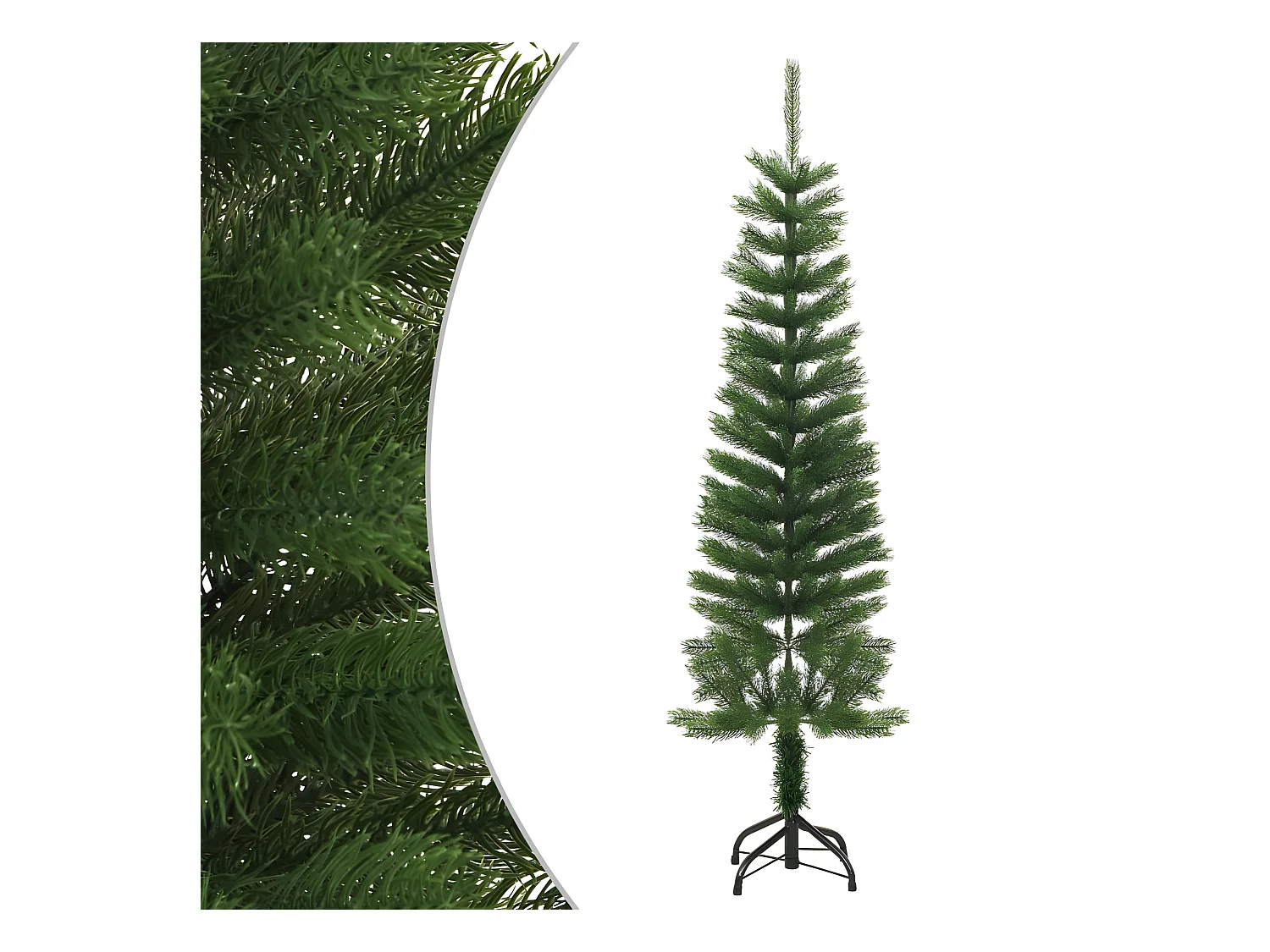 Árbol de Navidad artificial fino con soporte 150 cm PE