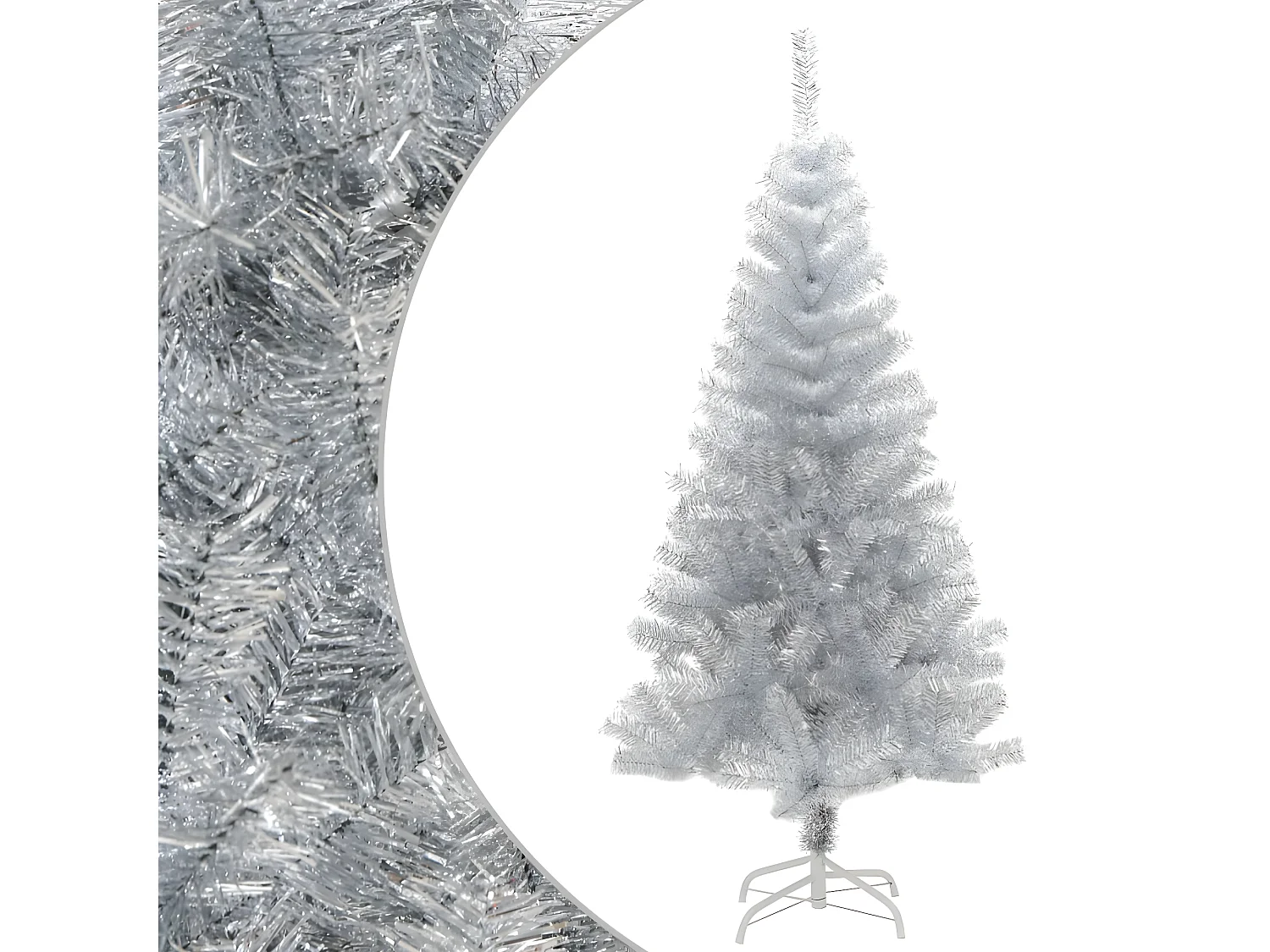 Sapin de No?l artificiel avec support argenté 150 cm PET