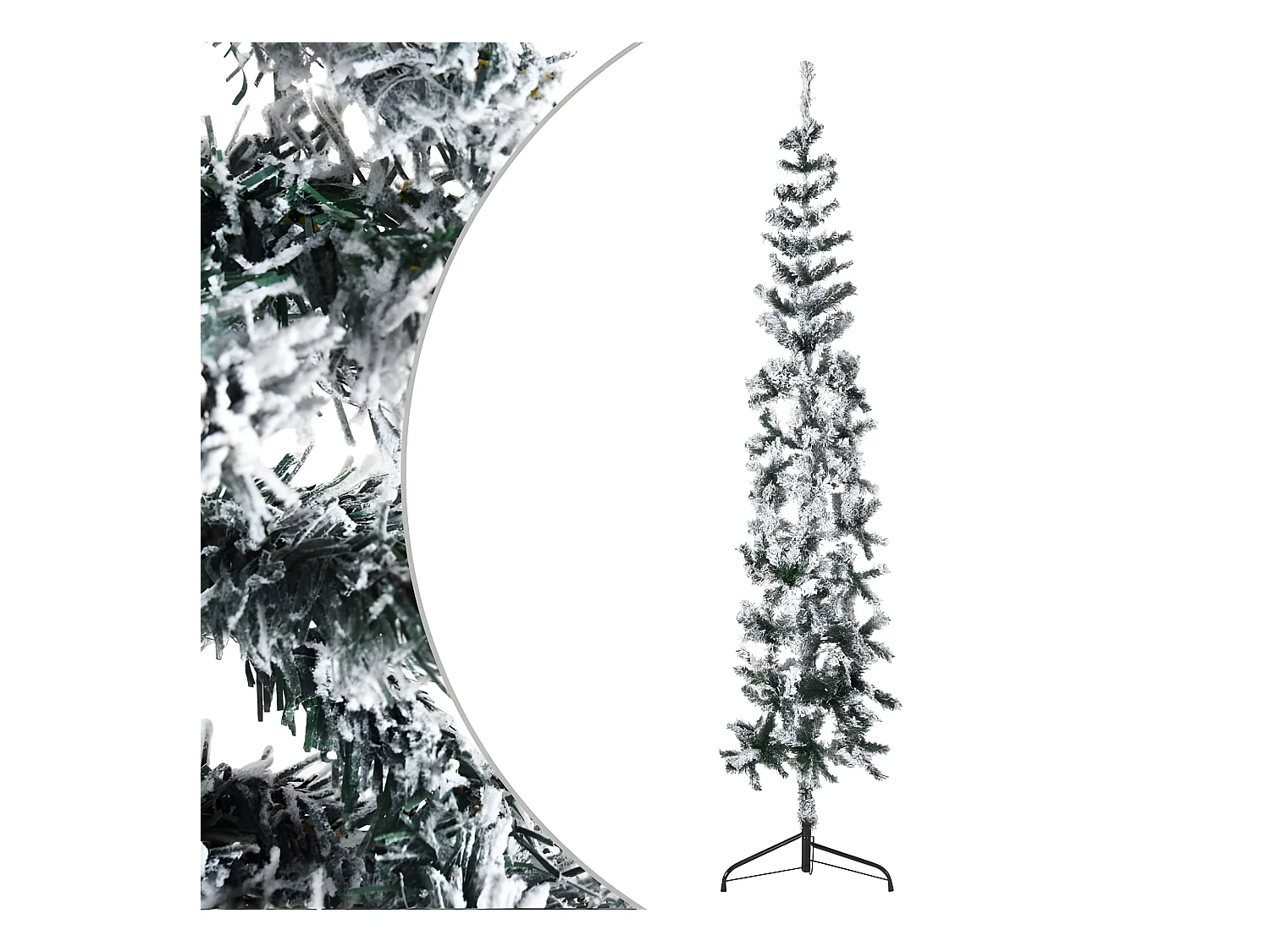 Demi sapin de No?l artificiel mince avec neige floquée 240 cm